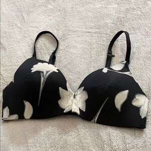 Auden Black and White Floral Nursing  Bra, No Underwire